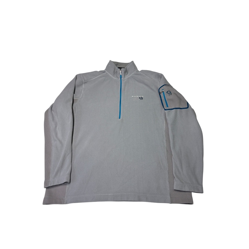 Mountain Hardwear Mens XL Gray Quarter Zip Fleece Pullover Sleeve Pocket RN89674